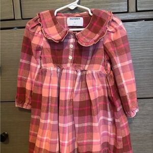Old Navy Kids Dress in Pink and Brown Plaid